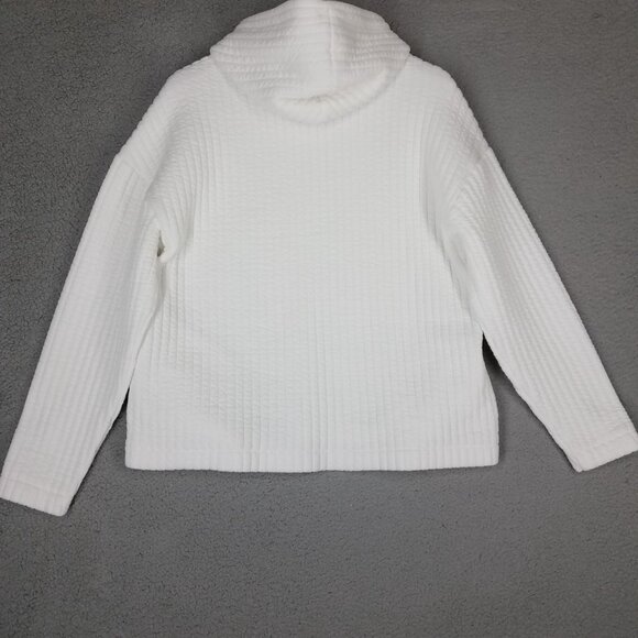 Zara Hoodie Sweater Women's Small White Ribbed Oversized Lounge Comfort Casual - Picture 2 of 11